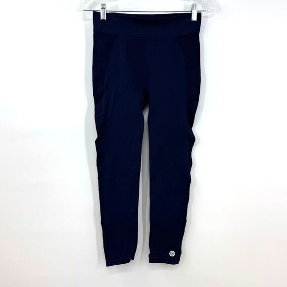 Tory Burch Sport Seamless Leggings Size M Navy Blue Stretch Gym Workout Yoga - Picture 1 of 7